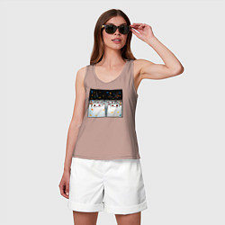 Майка женская хлопок Мрачные коты празднуют, цвет: пыльно-розовый — фото 2