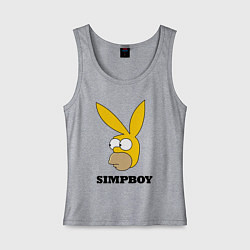 Майка женская хлопок Simpboy - rabbit Homer, цвет: меланж