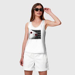 Майка женская хлопок Мрачный кот задаётся вопросом, цвет: белый — фото 2