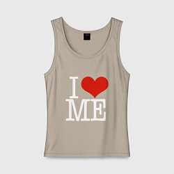 Майка женская хлопок I love me, цвет: миндальный