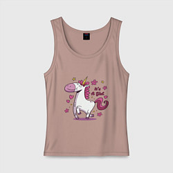 Майка женская хлопок Girl unicorn, цвет: пыльно-розовый