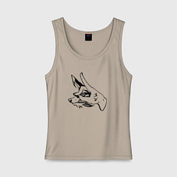 Майка женская хлопок Дьявол-лис, цвет: миндальный