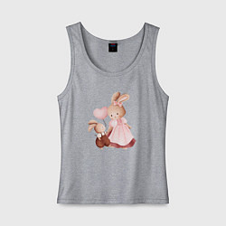 Майка женская хлопок Мама зайка и зайчонок, цвет: меланж