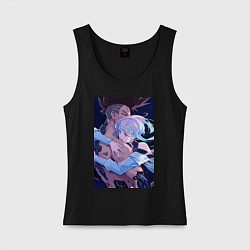 Майка женская хлопок Люси обнимает Дэвида после киберпсихоза, цвет: черный