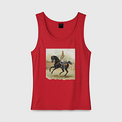 Майка женская хлопок Николай II на коне на дворцовой площади, цвет: красный