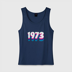 Майка женская хлопок Made in 1973 vintage art, цвет: тёмно-синий
