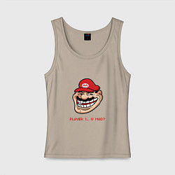 Майка женская хлопок Mario player 1, цвет: миндальный