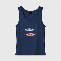 Майка женская хлопок Две пятнистые рыбы, цвет: тёмно-синий