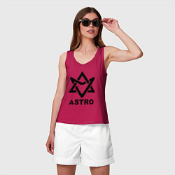 Майка женская хлопок Astro black logo, цвет: маджента — фото 2
