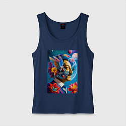 Майка женская хлопок Профиль Сальвадор Дали, цвет: тёмно-синий