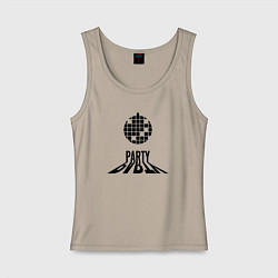 Майка женская хлопок Party с диско шаром, цвет: миндальный