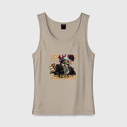 Майка женская хлопок Джотаро Куджо со стендом, цвет: миндальный