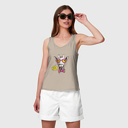 Майка женская хлопок Hipster giraffe, цвет: миндальный — фото 2