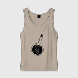 Майка женская хлопок Медуза в бутылке, цвет: миндальный