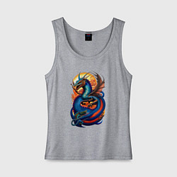 Майка женская хлопок Japanese dragon - irezumi, цвет: меланж