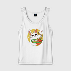 Майка женская хлопок The hare eats noodles, цвет: белый