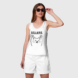 Майка женская хлопок The Killers - rock cat, цвет: белый — фото 2