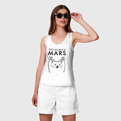 Майка женская хлопок Thirty Seconds to Mars - rock cat, цвет: белый — фото 2