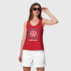 Майка женская хлопок Volkswagen в стиле Top Gear, цвет: красный — фото 2