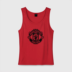 Майка женская хлопок Manchester United black, цвет: красный