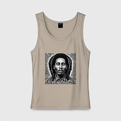 Женская майка Черно-белый Арт Боб Марли