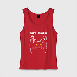 Майка женская хлопок Papa Roach rock cat, цвет: красный