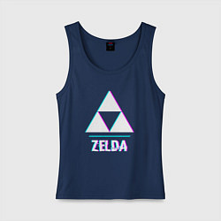 Майка женская хлопок Zelda в стиле glitch и баги графики, цвет: тёмно-синий