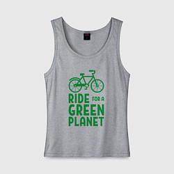 Майка женская хлопок Ride for a green planet, цвет: меланж