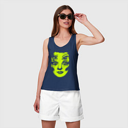 Майка женская хлопок Double lime face, цвет: тёмно-синий — фото 2