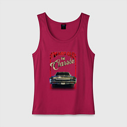 Майка женская хлопок Классика автомобиль Chevrolet Impala, цвет: маджента