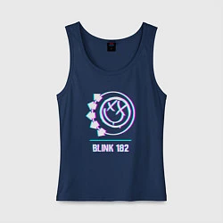 Майка женская хлопок Blink 182 glitch rock, цвет: тёмно-синий