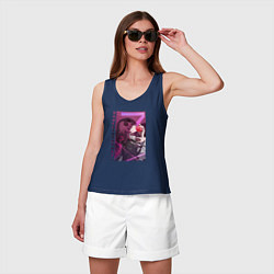 Майка женская хлопок Honkai - Кафка и яблоко, цвет: тёмно-синий — фото 2