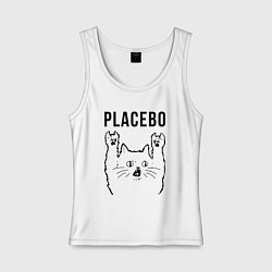 Майка женская хлопок Placebo - rock cat, цвет: белый