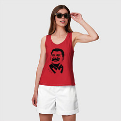 Майка женская хлопок Сталин чб, цвет: красный — фото 2