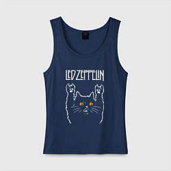 Майка женская хлопок Led Zeppelin rock cat, цвет: тёмно-синий