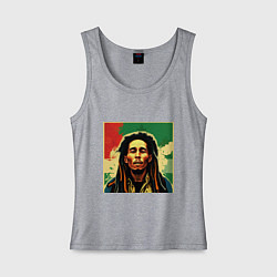 Женская майка Боб Марли в красных цветах граффити