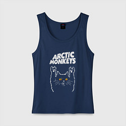 Майка женская хлопок Arctic Monkeys rock cat, цвет: тёмно-синий