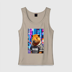 Женская майка Cool capybara - urban style - neural network