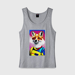 Майка женская хлопок Fox - pop art - fashionista, цвет: меланж