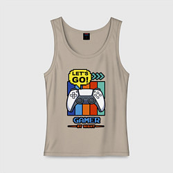 Майка женская хлопок Gamer by night, цвет: миндальный