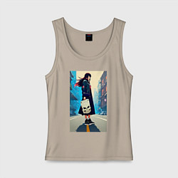 Женская майка Девчонка в большом городе - аниме