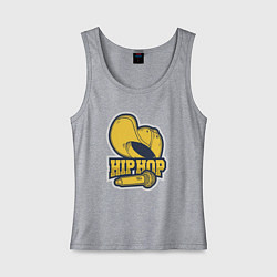Майка женская хлопок Hip hop microphone, цвет: меланж