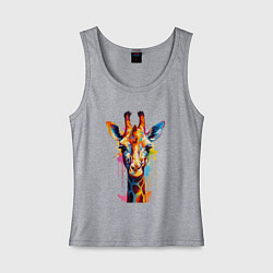 Майка женская хлопок Граффити с жирафом, цвет: меланж