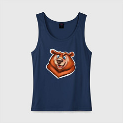 Майка женская хлопок Сытый Мишка, цвет: тёмно-синий
