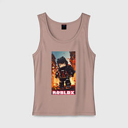 Майка женская хлопок Roblox rapper, цвет: пыльно-розовый