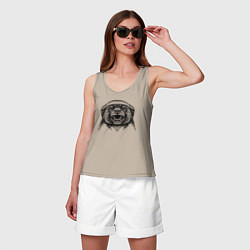 Майка женская хлопок Медоед рычит, цвет: миндальный — фото 2