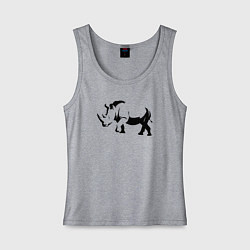 Майка женская хлопок Носорог шагает, цвет: меланж