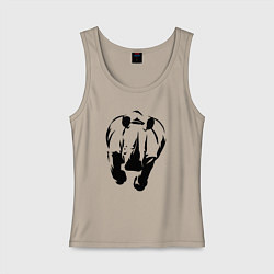 Майка женская хлопок Носорог атакует, цвет: миндальный