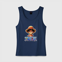 Майка женская хлопок Монки д Луффи one piece, цвет: тёмно-синий