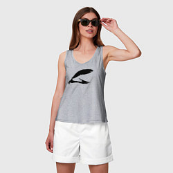 Майка женская хлопок Чайка трафарет, цвет: меланж — фото 2